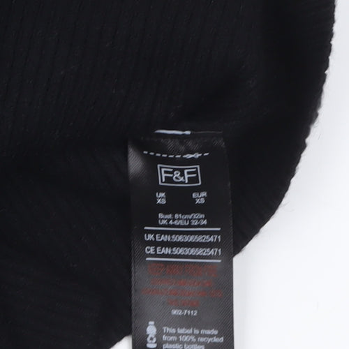 F&F Women’s Black & White Striped Roll Neck Jumper XS