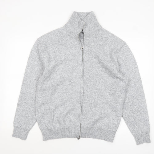 Primark Men’s Grey Full Zip Knit Jumper Medium High Neck