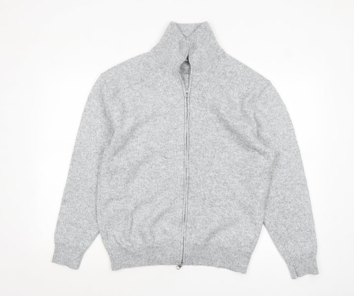 Primark Men’s Grey Full Zip Knit Jumper Medium High Neck