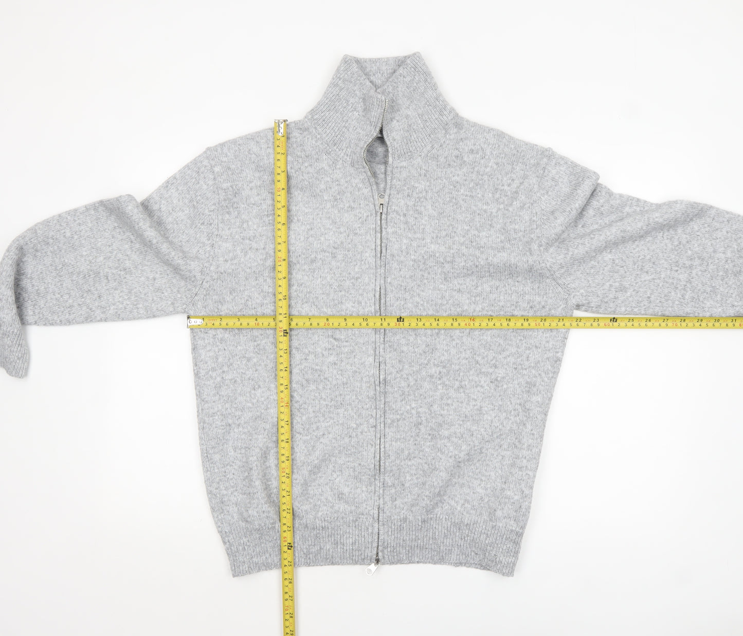 Primark Men’s Grey Full Zip Knit Jumper Medium High Neck