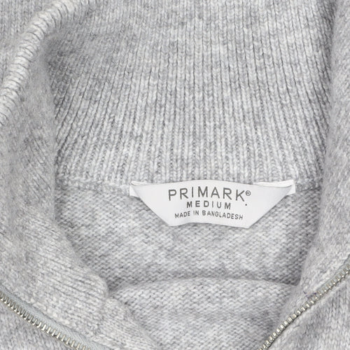 Primark Men’s Grey Full Zip Knit Jumper Medium High Neck