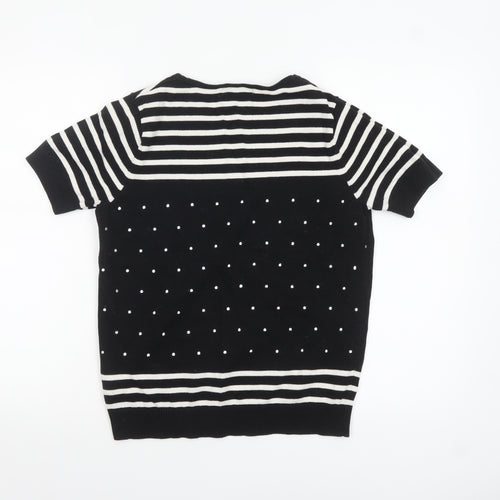 Laura Ashley Women’s Black Striped Polka Dot Cotton Jumper Size 12