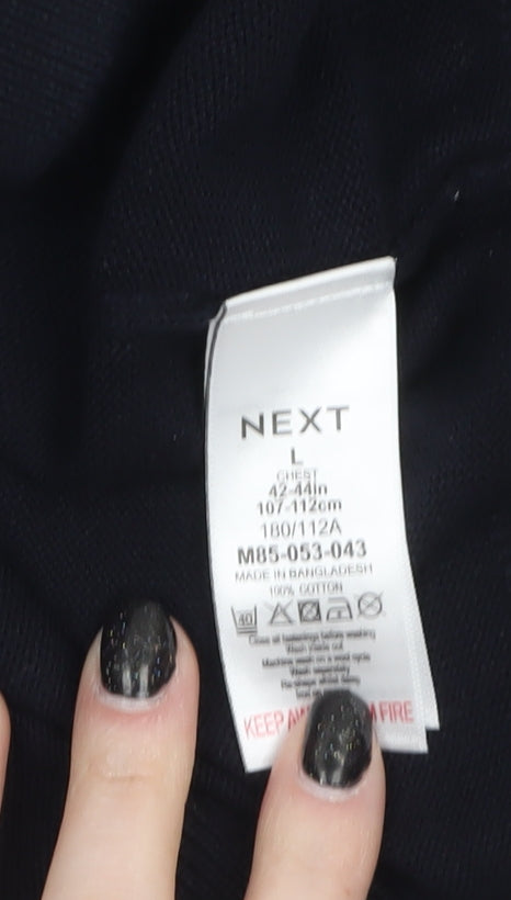 Next Men Black Cotton Half Zip High Neck Jumper Size L