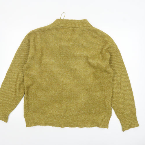 Marks and Spencer Women's Green V-Neck Knit Jumper Size 14