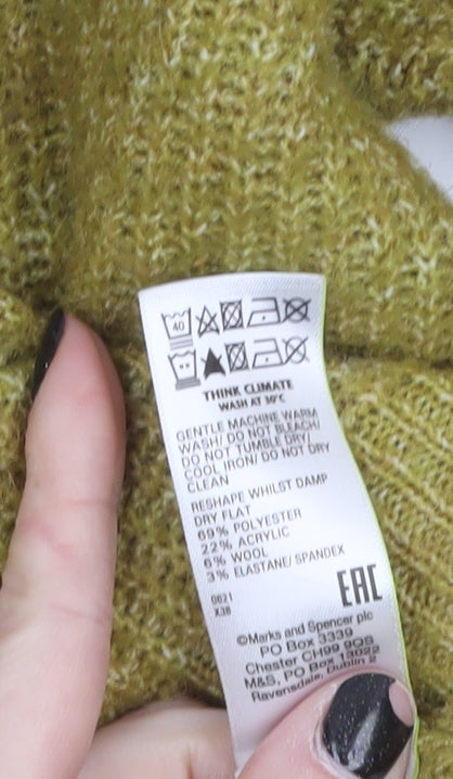 Marks and Spencer Women's Green V-Neck Knit Jumper Size 14