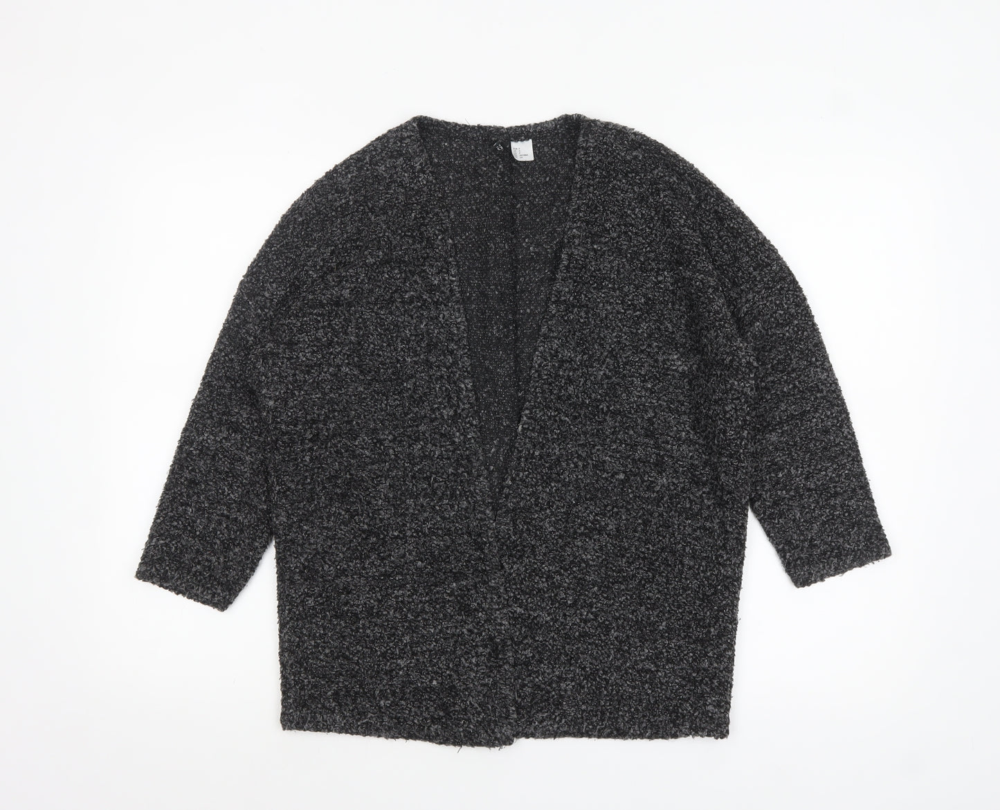 H&M Women’s Grey Chunky Knit Open Cardigan Size 8