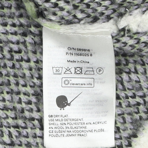 Monki Women Multicoloured Chunky-Knit Wool Blend Pullover Jumper M