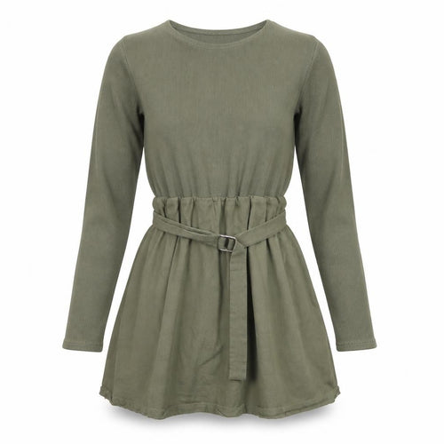 Zara Women’s Green Long Sleeve Belted Tunic Blouse Size S