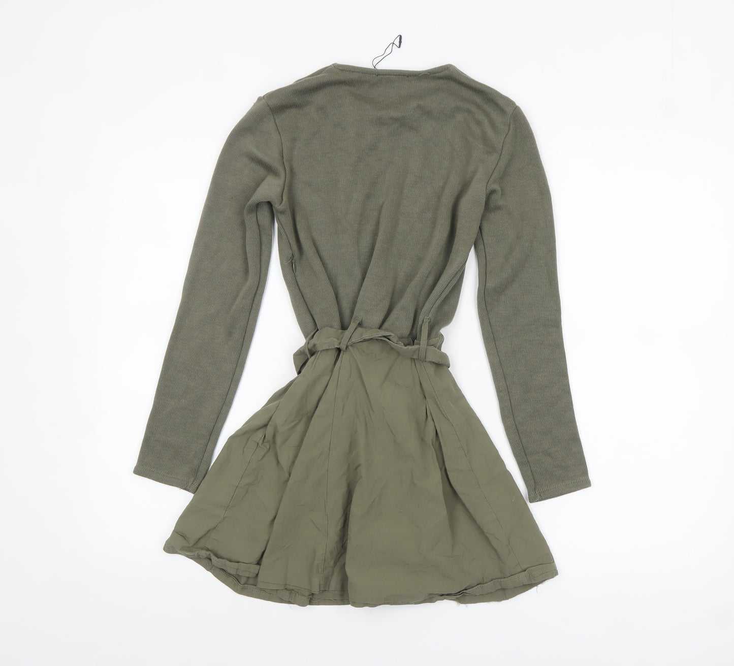 Zara Women’s Green Long Sleeve Belted Tunic Blouse Size S