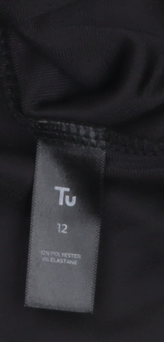Tu Women’s Black Velvet Short Sleeve Scoop Neck Top Size 12