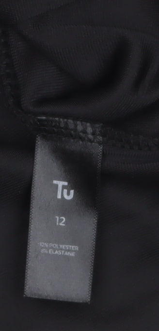Tu Women’s Black Velvet Short Sleeve Scoop Neck Top Size 12