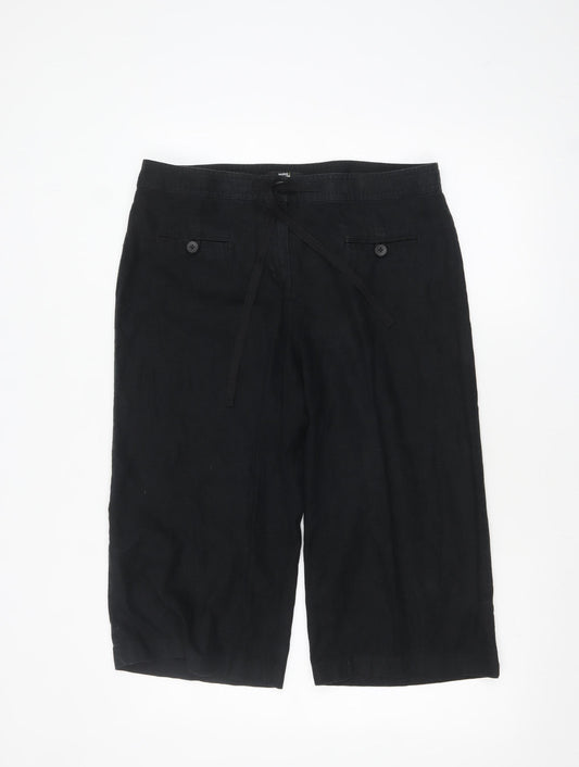 Marks and Spencer Women’s Black Linen Cropped Trousers Size 14