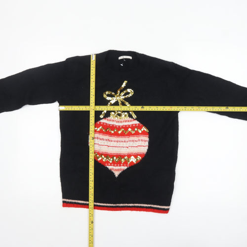Tu Women’s Black Christmas Sequin Jumper Size 8 Acrylic Knit