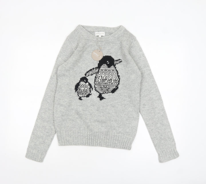 Apricot Womens Grey Penguin Knit Jumper UK 8 Pullover Casual Winter