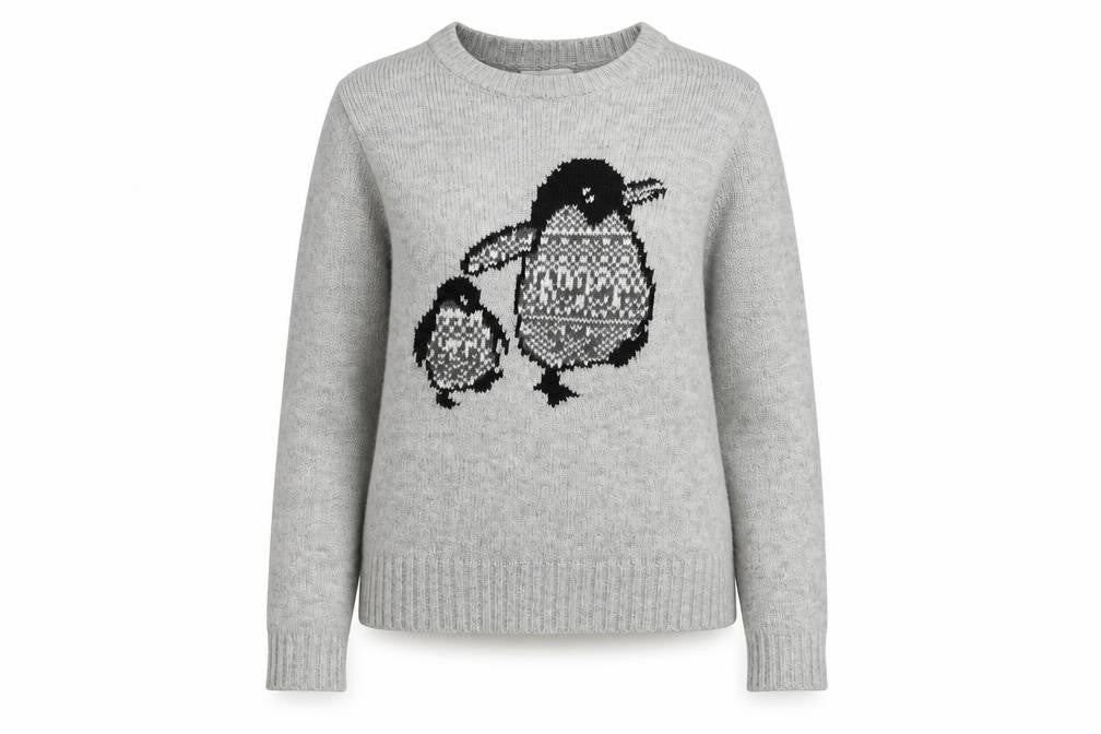 Front view of Apricot women’s grey penguin knit jumper uk 8 pullover casual winter