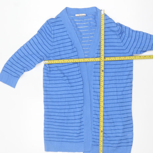 Tu Women Blue Striped Knit Cardigan Size 12 Lightweight