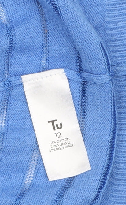 Tu Women Blue Striped Knit Cardigan Size 12 Lightweight