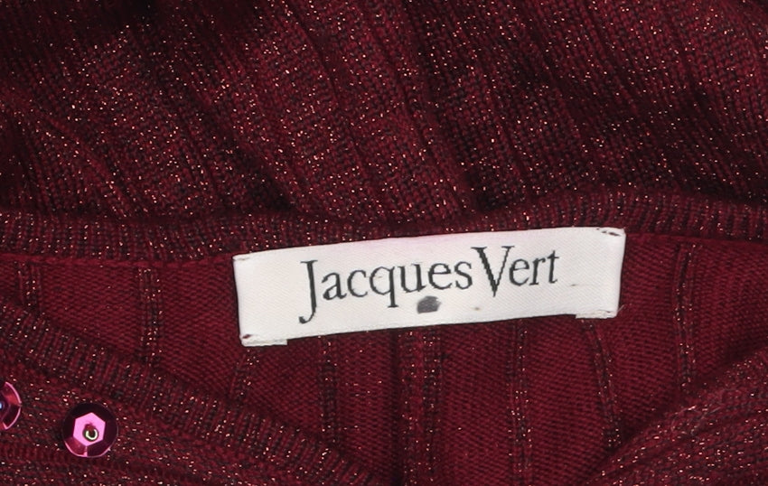 Jacques Vert Women Red Sequin Long Sleeve Open Cardigan Size M