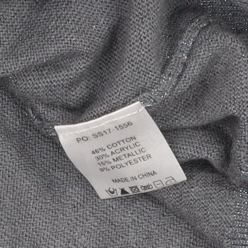 Hush Women's Grey V-Neck Knit Jumper Size S Relaxed Fit