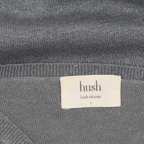 Hush Women's Grey V-Neck Knit Jumper Size S Relaxed Fit