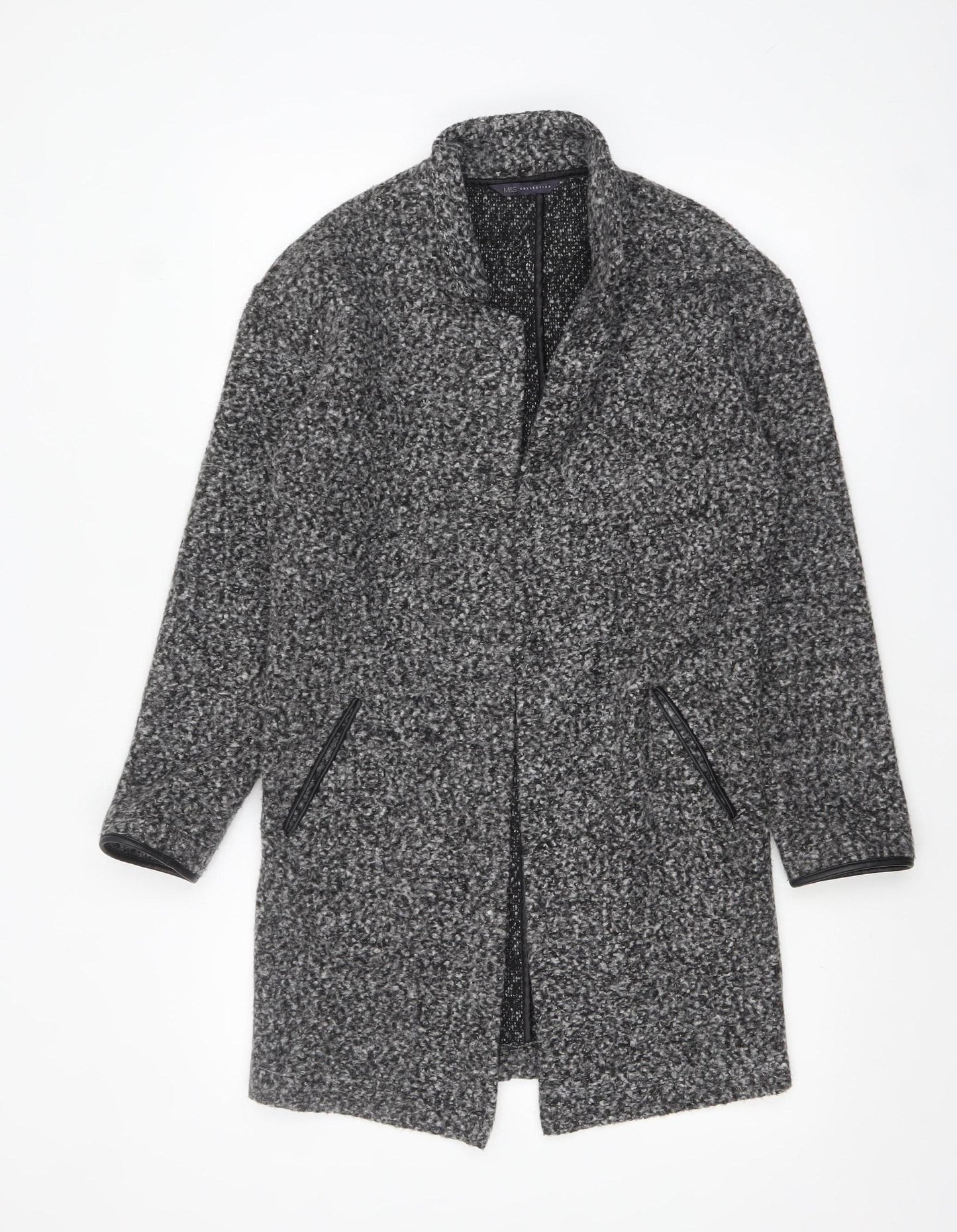 Marks and Spencer Women’s Grey Mid-Length Tweed Overcoat Size 8