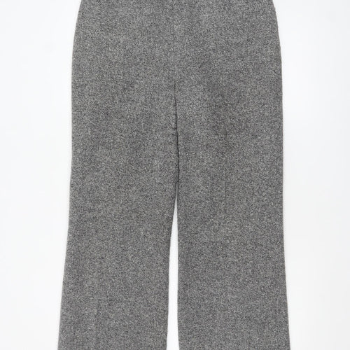 Precis Petite Grey Wool Blend Herringbone Straight Trousers Size 14 Petite