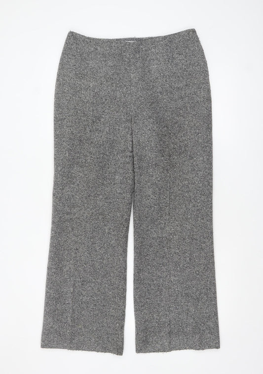 Precis Petite Grey Wool Blend Herringbone Straight Trousers Size 14 Petite