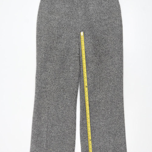 Precis Petite Grey Wool Blend Herringbone Straight Trousers Size 14 Petite