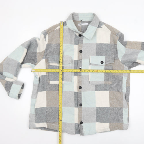 Zara Women Multicoloured Check Cotton Blend Shacket XL