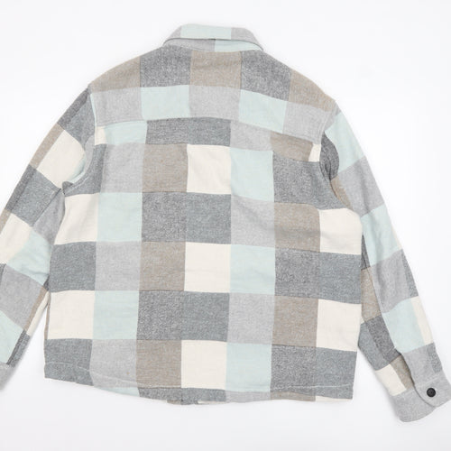 Zara Women Multicoloured Check Cotton Blend Shacket XL