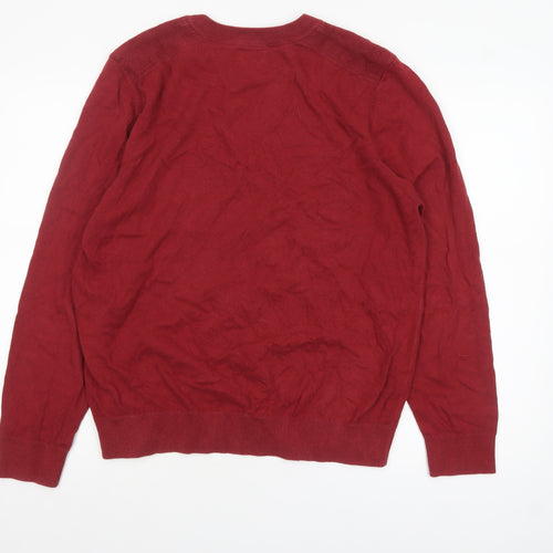 Ben Sherman Men Red Cotton Blend Crew Neck Jumper Size L