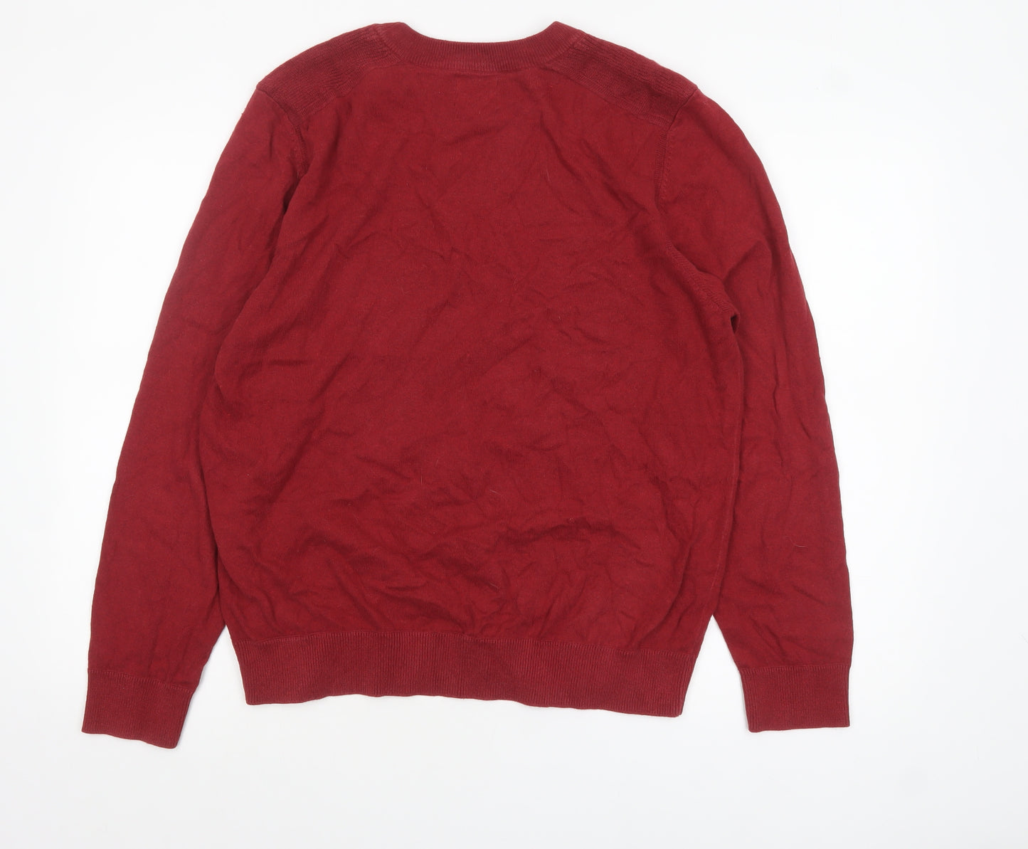 Ben Sherman Men Red Cotton Blend Crew Neck Jumper Size L