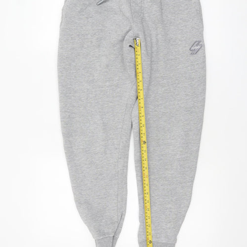 Superdry Women Grey Fleece Joggers S Regular Fit Elastic Waist