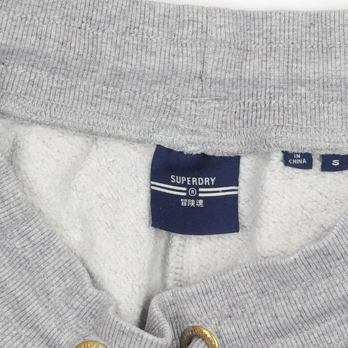 Superdry Women Grey Fleece Joggers S Regular Fit Elastic Waist