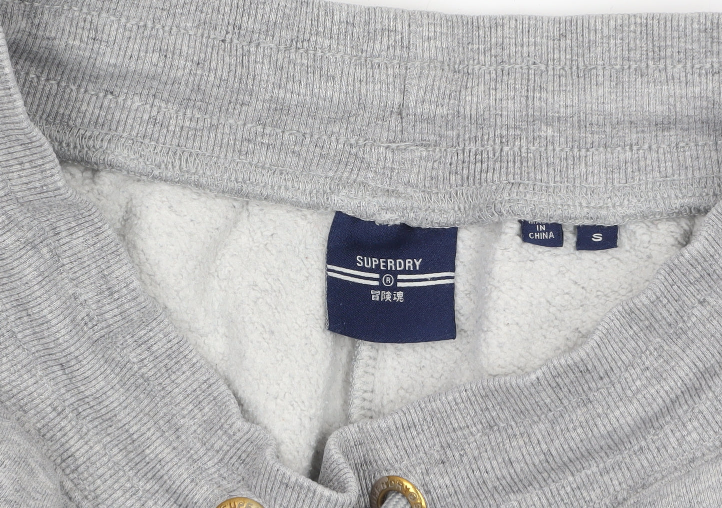 Superdry Women Grey Fleece Joggers S Regular Fit Elastic Waist