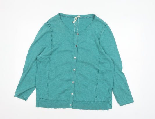 White Stuff Women’s Green Cotton Button Cardigan UK 18