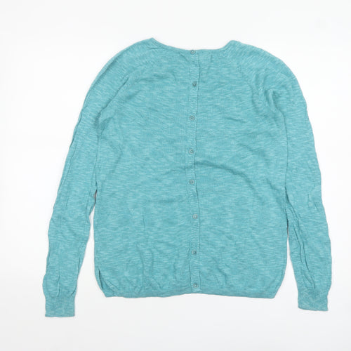 Max Studio Women Blue Linen Cotton Button Back Cardigan M