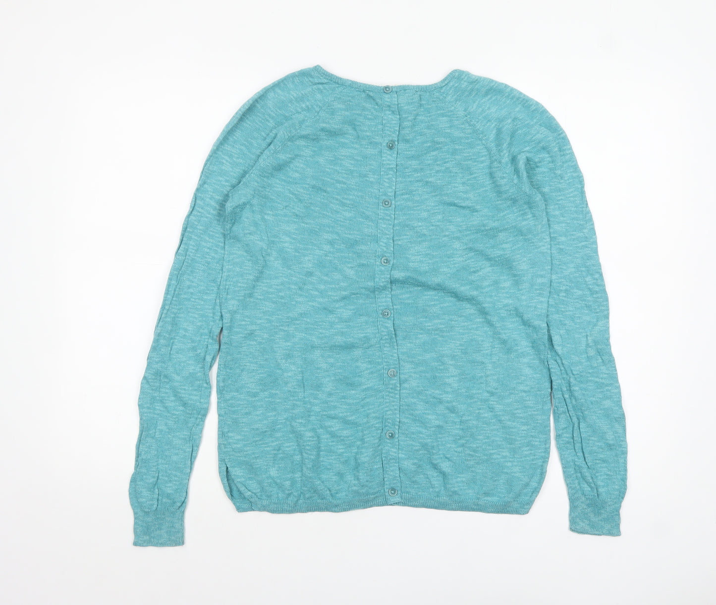 Max Studio Women Blue Linen Cotton Button Back Cardigan M