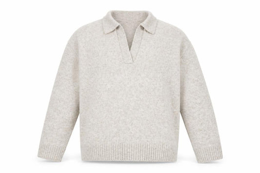 Front view of H&M Women Beige Collared Pullover Knit Jumper, size 8