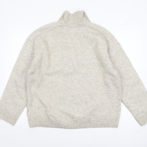 H&M Women Beige Collared Pullover Knit Jumper Size 8