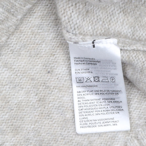 H&M Women Beige Collared Pullover Knit Jumper Size 8