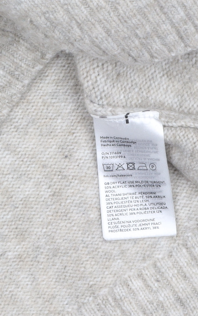 H&M Women Beige Collared Pullover Knit Jumper Size 8