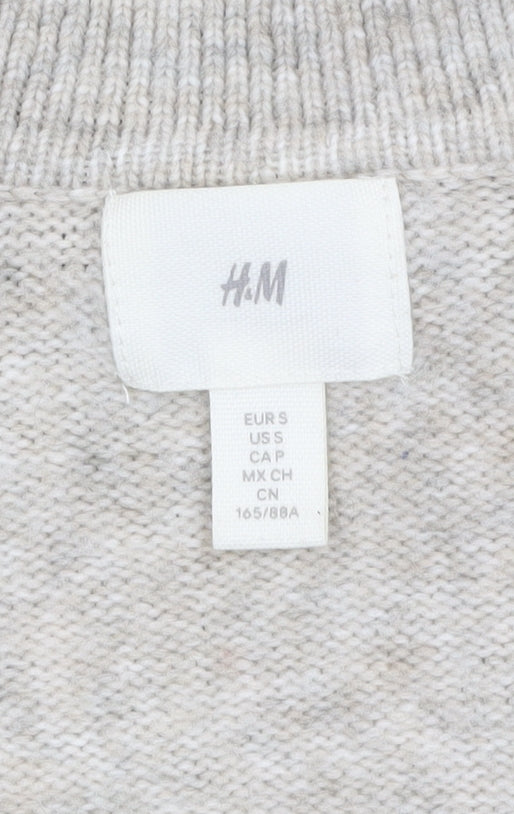 H&M Women Beige Collared Pullover Knit Jumper Size 8