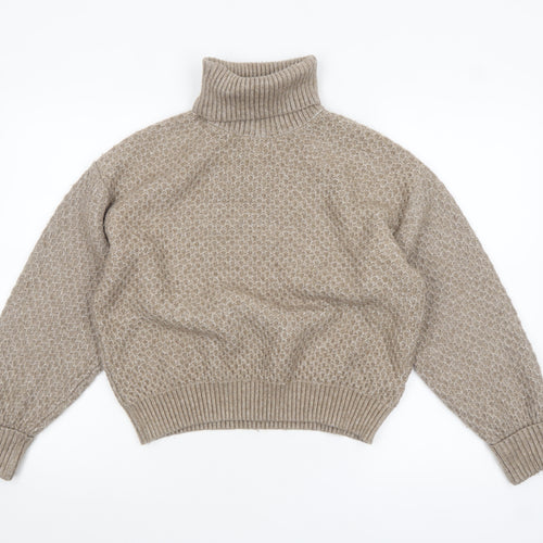 Marks and Spencer Women Beige Roll Neck Jumper Large Knit Winter