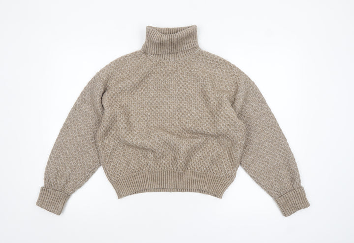Marks and Spencer Women Beige Roll Neck Jumper Large Knit Winter