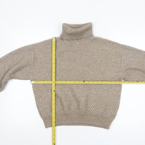 Marks and Spencer Women Beige Roll Neck Jumper Large Knit Winter