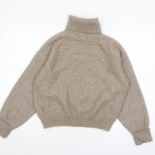 Marks and Spencer Women Beige Roll Neck Jumper Large Knit Winter