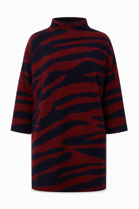 Front view of Monsoon Women Multicoloured Animal Print High Neck Knit Jumper L