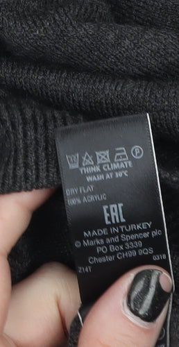 Marks and Spencer Women Grey Beaded Crew Neck Jumper Size 24