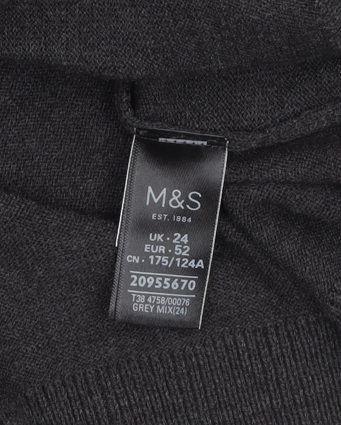 Marks and Spencer Women Grey Beaded Crew Neck Jumper Size 24